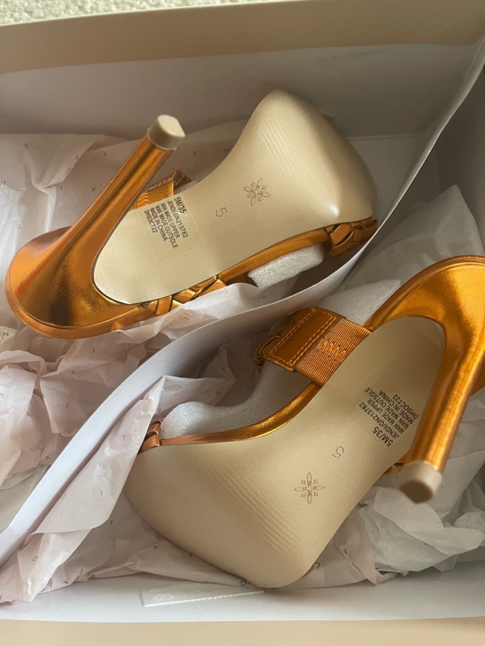 NWT BCBG Generation Metallic Orange Braided Slide Sandals - Picture 6 of 6